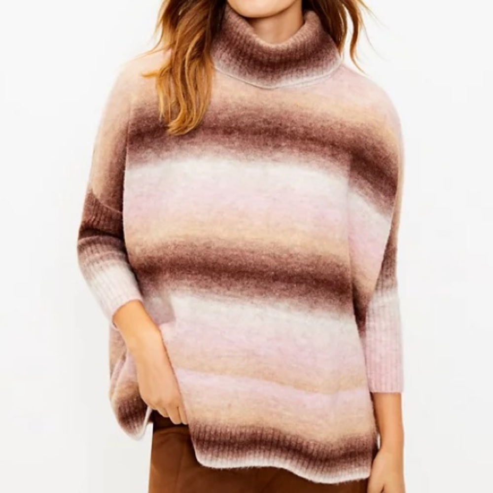 Loft Ombre Turtleneck Poncho Sweater
